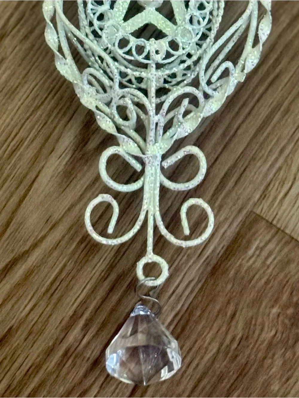Ivory Glitter Star Christmas Ornament Filigree Scroll NWT Victorian